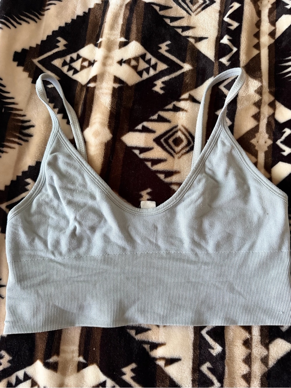 Light Blue Seamless Ribbed Bralette - Women's Intimates